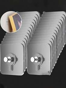 10-50 Pezzi Ganci da parete adesivi moderni - Supporti in plastica impermeabili per foto, cornici, poster, cucina, bagno, ingresso e ufficio senza necessità di forare (5 confezioni)