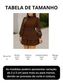 Long Sleeve Dress With Elegant Belt And Double Hem In Marrant Fabric Dress With Ruffle São João Winter - 深棕色 - 查看 3