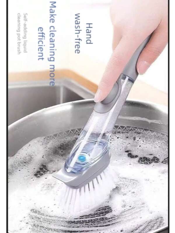 1 Set Dish Brush With Soap Dispenser, Long Handle Kitchen Brush For Cleaning Pots, Sink And Stove, Durable Scrub Brush For Cast Iron Skillet And Baking Sheets