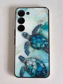 1pc Minimalist Marble Texture Sea Turtle Pattern Black Cat Eye Full Body Soft Phone Case Compatible With Samsung Waterproof Shockproof Anti-Fall Scratch Resistant,International Version, Not The Domestic Version - Multicolor - View 4