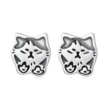 1 paire de boucles d'oreilles à tige en argent sterling 925 mignonnes en forme de chat, boucles d'oreilles à anneau pour animaux de compagnie pour fille femme, bijoux pour fête, cadeau d'anniversaire