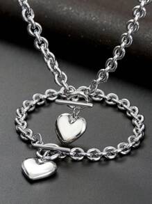 Stylish Personalized Design Simple Stainless Steel Love Necklace Bracelet Earrings Suitable For Holiday Gifts To Friends