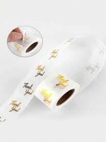 500Pcs/Roll Round Transparent Gold Thank You Stickers Cute Sealing Label Sticker For Envelope Gift Decor Stationery Stickers, Back To School Valentine's Day Mother's Day Graduation
