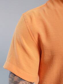 Men's Short Sleeve Shirt Premium Quality Light And Fresh Fabric Easy To Iron - 亮橙色 - 查看 5