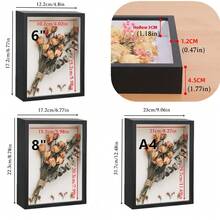 1PC 3cm Depth Hollow Frame Wooden Frame Box Hollow Art Box Creative Dried Flower Photo Display Board Stand Dry Flower Frame Art Box DIY Photo Frame Insect Butterfly Specimen Storage Home Decor Gifts Birthday Graduation - Multicolor - View 4