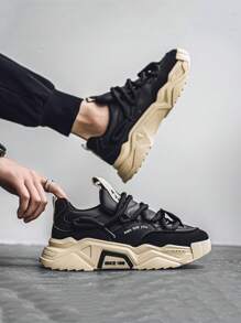 Herren Plateau-Sneaker mit stoßabsorbierender weicher Sohle, Retro Sport-Lässig Klobige Sneaker, verschleißfeste Schuhe für Jugendliche und Teenager