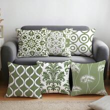 Bộ 6 vỏ gối họa tiết Morris đơn giản màu xanh lá cây hàng ngày, chất liệu nhung đào in một mặt, vỏ gối 45*45/50*50/40*40CM dùng cho ghế sofa vải hiện đại, trang trí trong nhà, trang trí tiệc tùng, quà tặng - 6pc-Xanh lá cây - Xem 9