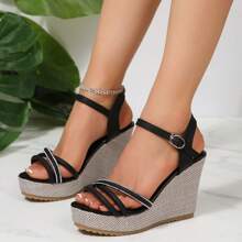 Korean Style New Summer Sexy Comfortable Peep-Toe Platform Wedge Heel Waterproof Rope Increased Slimming Sandals