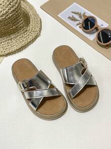 Ciabatte estive per ragazze, modello 2025, nuove, con punta aperta, fondo spesso, morbide e confortevoli, versatili, stile retrò, slip-on, adatte per l'esterno e la spiaggia