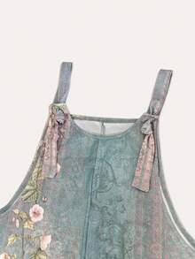 Elegant Holiday Floral Print Dual Pockets Jumpsuit Romper