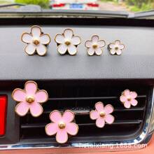4 sztuki/1 zestaw stokrotek, klips do kratki wentylacyjnej, klips do wylotu klimatyzacji samochodowej, akcesoria dekoracyjne do wnętrza samochodu dla kobiet. Produkt wykonany ręcznie.