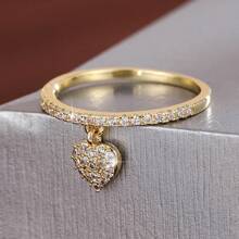 1 pieza Anillo de mujer con diseño de colgante en forma de corazón y circonita cúbica