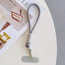 1pc Dopamine Color Block Short Wrist Strap Keychain Phone Lanyard With Silicone Anti-Lost Clip