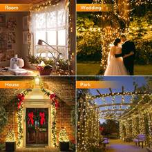 2 Packs Solar Powered Outdoor String Lights, 100/200 LED Solar Powered Christmas Lights Per Pack, With Remote Control And Timer, 8 Flashing Modes, Waterproof, Suitable For Trees, Garden, Patio, Christmas, Party (Warm White) - Warm White - View 11