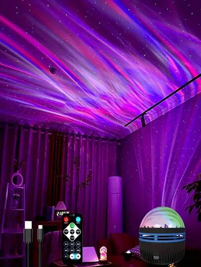 1 Aurora LED Projection Light - USB Powered, Remote Control, Adjustable Brightness, Stunning Galaxy And Nebula Effects, Perfect For Bedroom, Living Room Or Office Decoration, Perfect For Teenagers Over 14 Years Old Bedroom Wall Lights, Projection Lights