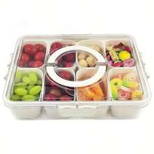 1Pack Snackle Box Container - Dishwasher Safety Divided, Serving Tray With Lid And Handle - Charcuterie Board For Portable Snack Platters - Clear Organizer For Fruits Snacks,Perfect For Road Travel,Do Not Put In The Dishwasher,Thanksgiving Gifts, Christmas Gifts, Halloween Gifts, Valentine's Day Gifts, New Year Gifts