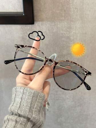 1 件女士塑料和金属圆形全框太阳镜基础百搭经典变色眼镜，适合度假装、驾驶装、商务休闲装女士时尚配饰