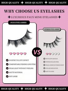 10 pares de pestañas de cómic Pestañas falsas naturales transparentes y dispersas Herramientas de maquillaje para juegos de roles Herramientas esenciales para viajes, belleza, maquillaje, encanto y elegancia