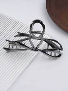 1pc Minimalist Asymmetrical Metal Bow Hair Clip, Suitable For Ponytail Hairstyle With Thick Hair Hair Claws Claw Clips Hair Clips Hair Jaw Clip Hair Clamps Hair Clutch Hair Catcher Clip, Black Hair Accessories