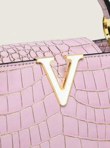 Bolsa feminina de luxo com grande capacidade, bolsa, textura de pedra de alta qualidade com relevo de crocodilo, bolsa de ombro versátil da moda 2025, bolsa de grande capacidade, bolsa retrô casual estilo urbano, bolsa carteiro minimalista brilhante de alta qualidade, bolsa transversal de verão, nova bolsa de mãe clássica de alta qualidade