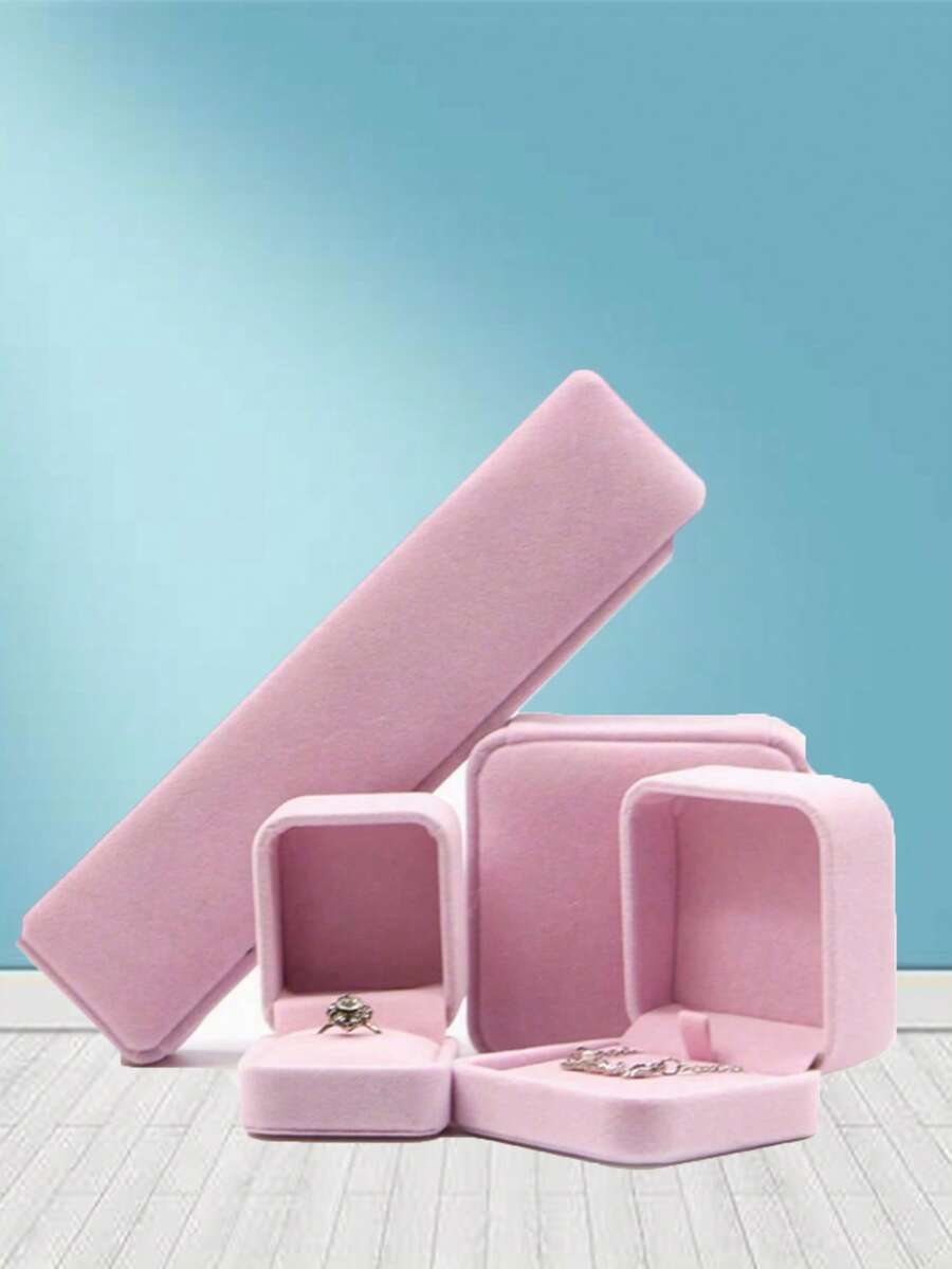 1pc Elegant Velvet Jewelry Box For Organizing Bracelets, Rings, Pendants, Earrings, And Necklaces, Perfect For Home And Travel, Ideal Valentine's Day Gift, Thoughtful Back To School Present, Stylish Storage Solution For Holiday Celebrations And Special Occasions, Enhance Your Jewelry Collection With This Chic Organizer - Pink - View 1