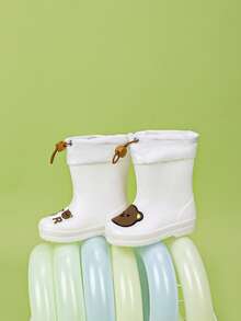 A Pair Of Four Season Children's Rain Boots, Anti Slip And Wear-Resistant Rain Shoes For Boys And Girls, Cartoon Dinosaur Crocodile Shaped Design, Waterproof And Odor Proof Sports Water Shoes, Suitable For Outdoor Play And Dressing In Rainy Days, And For Outdoor Travel During Rainy Seasons - White - View 3