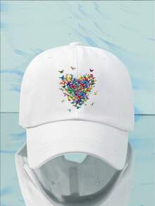 1pc Printed Heart Baseball Cap, Outdoor Adjustable Sun Ion Casual Hat, Suitable For Spring Autumn Travel Beach Holiday, Y2K Style Young Cap - Baseball Cap - View 11