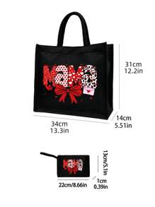 Bolsa de praia de linho com tema de cruzeiro e bolsa de maquiagem para mulheres, com estampa do alfabeto "É hora de cruzeiro", bolsa de mão e nécessaire, à prova d'água, bolsa de armazenamento leve e dobrável, presente para amigos e melhores amigos, presente para mãe, adequada para cosméticos pessoais de viagem, sacola de compras, grande capacidade de armazenamento
