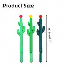 24pcs Cactus Gel Pen Set, Bulk Cactus Black Ink Pens With Flower Decorations, Writing Pens, Cactus Party Favors, Office & School Supplies, Suitable For Home Writing, Office Party Use Back To School - Multicolor - View 2