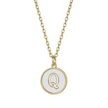 Initial Opal Letter Necklace Jewelry Gifts For Women, Gold Plated Alphabet Opal Pendant Necklace Round Disc Initial Necklace Engraved Letter Necklace With Adjustable Chain Pendant Enhancers For Women And Girls Fashion Style Jewelry