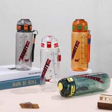 1 bouteille d'eau de sport de 700 ml, gobelet portable avec paille, convient pour la gym/le bureau/les voyages/l'extérieur, design mode hip-hop, très recommandée à avoir