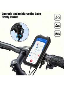 1 件通用自行车手机支架，防水 ABS 材质，4 英寸 - 6.9 英寸 TPU 触摸屏，360° 可调，防震防尘防雪，车把夹，适用于户外骑行和摩托车