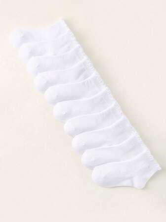 10/20 คู่ ถุงเท้าลูกไม้สีขาว, เรียบง่ายคลาสสิก อเนกประสงค์, ระบายอากาศได้ดี สวมใส่สบาย นุ่ม เป็นมิตรกับผิว ถุงเท้าข้อสั้นแฟชั่น, เหมาะสำหรับชีวิตประจำวันของเด็ก หรือวันกีฬานักเรียน/เปิดเทอม