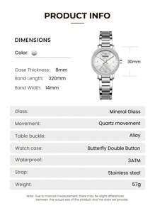 1pc Women Elegant Simple Stainless Steel Quartz Watch, Suitable For Holiday Gift, Women Watch