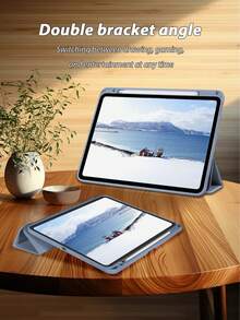 1pc Acrylic Tri-Fold Lavender Tablet Case, Customizable Text, Compatible With IPad Mini6/Mini7/Air1/Air2/9.7/10.2/10.5/Air4/Air5/10.9/11/10th Gen/Air 11-In.(M2)-2024/Pro 11-In.(M4)-2024/Compatible With IPad Air 11-Inch (M3) 2025/Compatible With IPad (A16) 11 Inch 11th Generation 2025 Apple Models, Personalized Writing, Tri-Fold Stand, Built-In Pencil Slot, Acrylic Backcover Anti-Bend Anti-Scratch, Magnetic Sleep/Wake, Creative Casual Simple Compatible With IPad Tablet Protective Tri-Fold Case, Some Models Come With Lens Frame - Multicolor - View 8