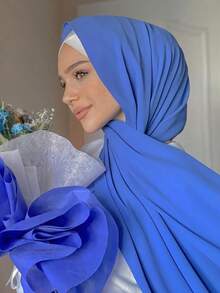 1pc Chiffon Hijab Scarf, Minimalist Versatile Design - Multicolor - View 18