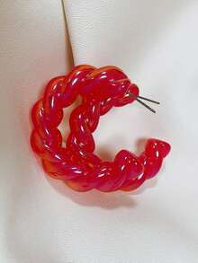 1 Pair Summer Fashion Dopamine Colored Simple Textured Spray Paint Candy Color Statement Acrylic Earrings For Women - Colorful Red C Earrings - View 3