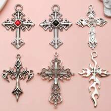 6 件大号十字架吊坠钥匙扣套装 - DIY 工艺用品，适用于项链、手链、钥匙扣和包包饰物 - 均碼 - 查看 12