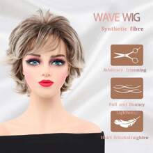 Elegant Women's Short Curly Pixie Cut Wig - Voluminous Gradient Style With Side Bangs, Perfect For Parties, Daily Wear & Valentine's Day Celebrations, High-Temperature Fiber, Loose Curls, Dark To Light Blonde Ombre, Festive Hairpiece | Voluminous Wig | Natural Look Wig