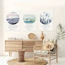 Conjunto de 3 cuadros enmarcados en lienzo con marco de madera, arte de pared con versículo bíblico, cristianismo, arte con versículo bíblico, decoración de pared bíblica, pinturas de arte inspiracional, impresión creativa, arte de pared en lienzo impermeable, mural artístico, apto para regalos, cama, decoración de pared con marco