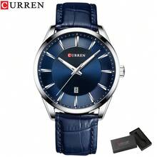CURREN Men's Fashion Quartz Watch, Leather Strap, Date Display, Men's Wristwatch - Multicolor - View 14
