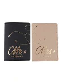 2PCS Mr Mrs PU Leather Lovers Passport Cover Passport Case Passport Holder Passport Wallet Card Holder Crown Graphic Lightweight Fashion Travel Accessories For Flight For Women Or Men Gift For Couples - Multicolor - View 16