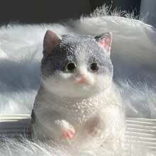 Muñeco de peluche realista hecho a mano de gato suave para apretar, figura decorativa de gato lindo y pequeño como alivio del estrés