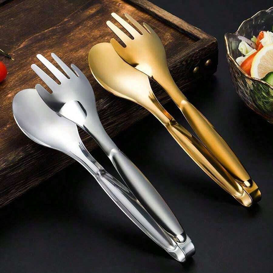 1pc Stainless Steel Thicker Serving Tong For Toast, Grilled Meat And Food