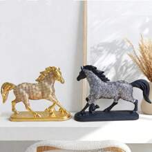 1 Stück luxuriöse minimalistische Harzfigur eines galoppierenden Pferdes, Desktop Dekor Skulptur für Wohnzimmer, Schlafzimmer, Büro, Schrank, Wohndekoration