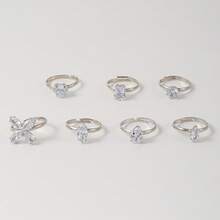 7 件/套可调节女士夏季沙滩趾环，镶嵌闪亮心形和泪珠仿钻戒指，适合日常、派对、节日佩戴 - 款式2 - 查看 9