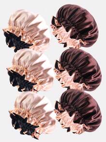 2pcs Plus Size Double-Layer Lace Trim Round Night Sleep Cap, Chemo Hat, Hair Cover Accessory For Women Valentine's Day Valentines