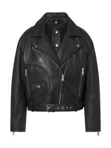 Bolongaro Trevor Real Leather Oversized Biker, With Removable Shearling Liner - Black - View 6