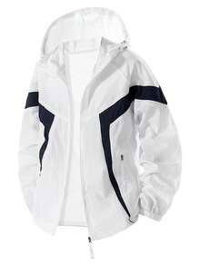 Men's Lightweight Breathable UV Protection Hoodie Jacket, Ice Silk Woven Fabric For Sun Protection - White - View 4