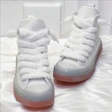 1 Pair Of Fluffy Cute INS Style Wide Lace Casual Shoe Accessory Rope For Women Shoes, Men Sneakers, Winter Shoes